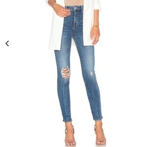 Lovers + Friends Mason High Rise Skinny Blue Distressed Jeans in Larchmont 27